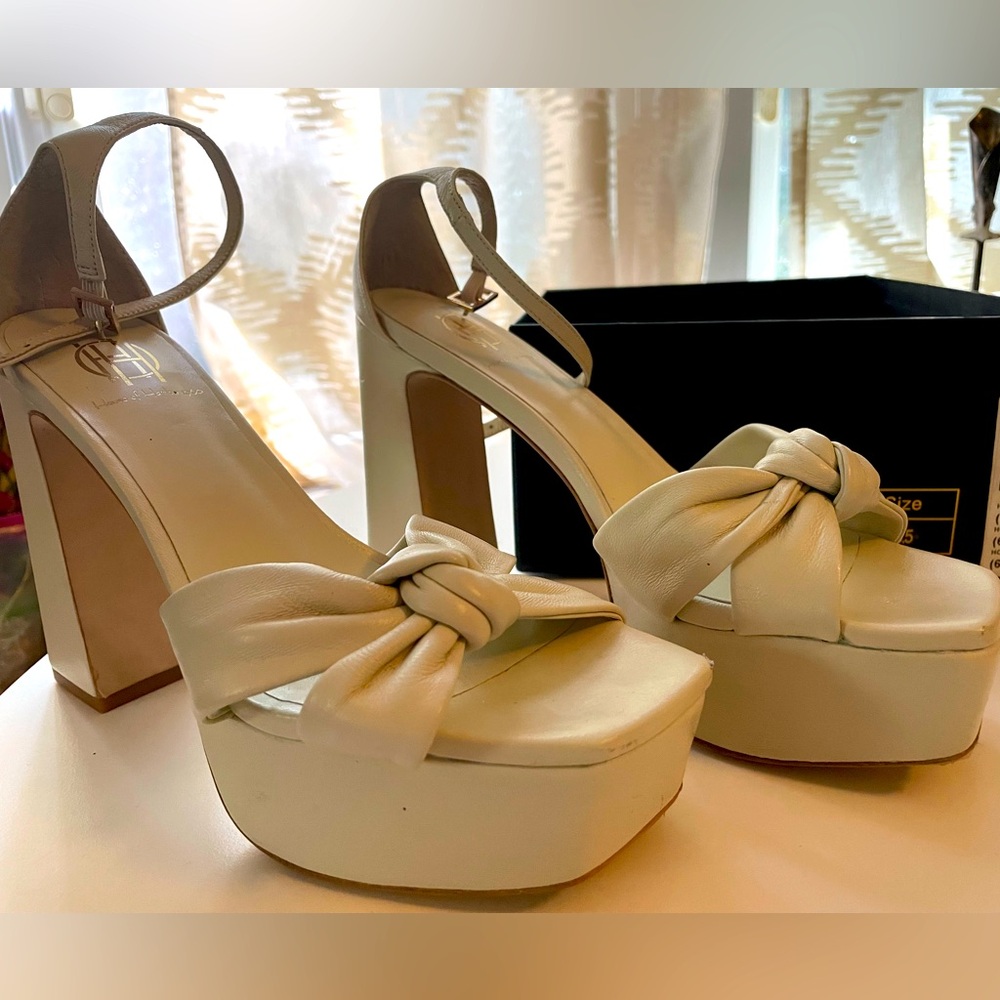 Ivory/cream platform wedding shoes from House of Harlow @ Revolve.